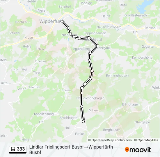 333 Bus Line Map