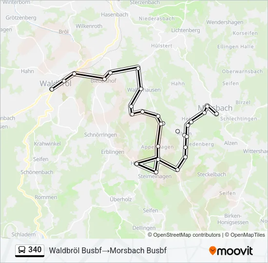 340 Bus Line Map