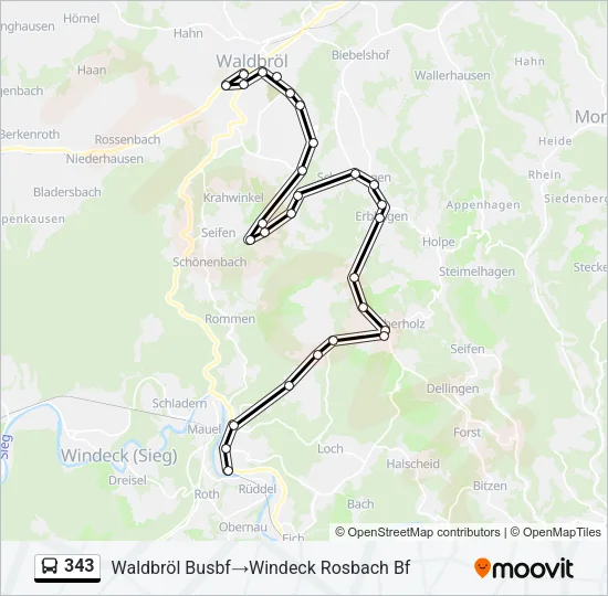 343 Bus Line Map