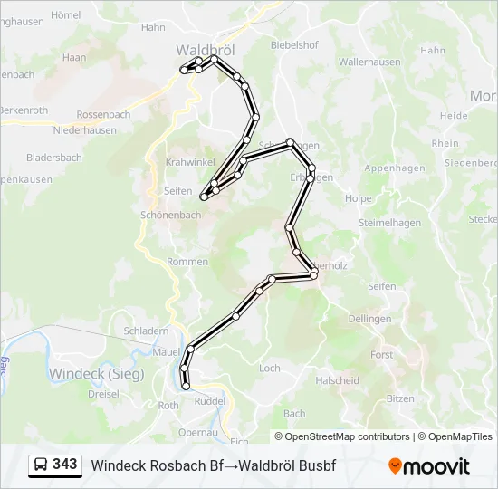 343 Bus Line Map