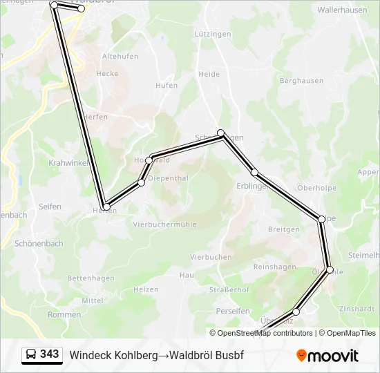 Автобус 343: карта маршрута