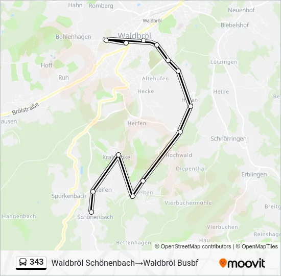 Автобус 343: карта маршрута