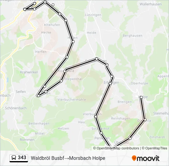 Автобус 343: карта маршрута
