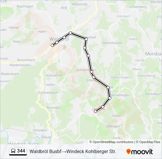 344 Bus Line Map