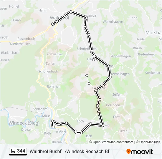 344 Bus Line Map