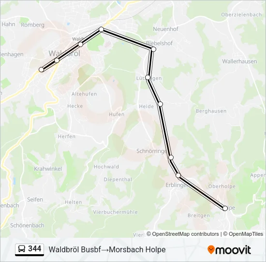 344 Bus Line Map