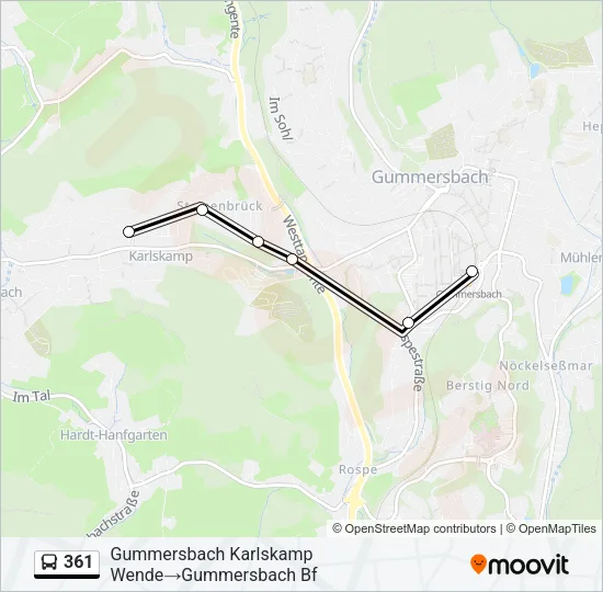 361 Bus Line Map