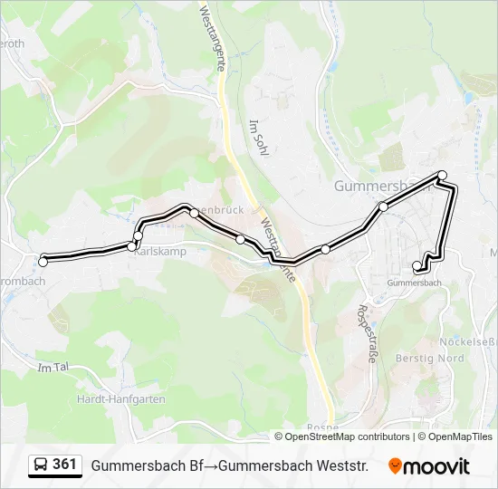 361 Bus Line Map