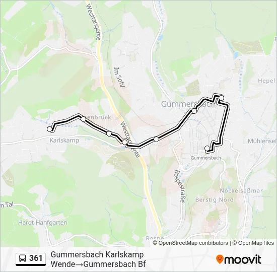 361 Bus Line Map