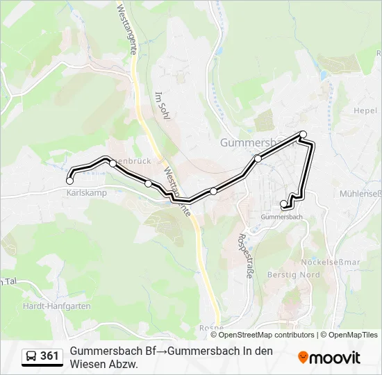 361 Bus Line Map