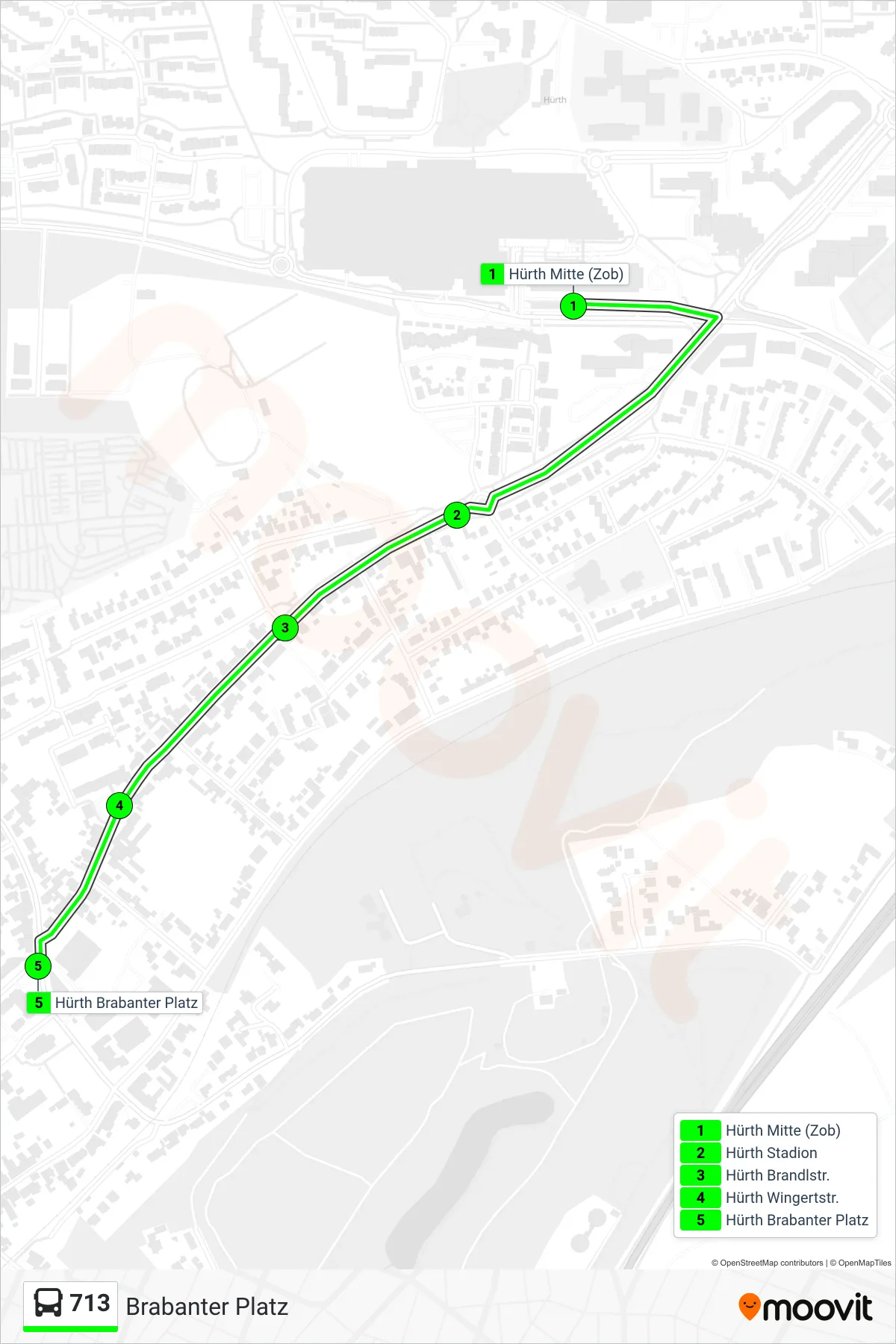 Linie 713 (Bus) Richtung Brabanter Platz: Route und Haltestellen auf der Karte