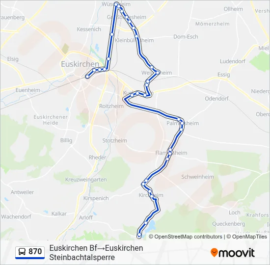 870 Bus Line Map