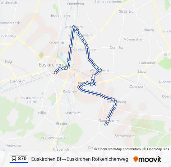 870 Bus Line Map