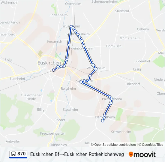 870 Bus Line Map