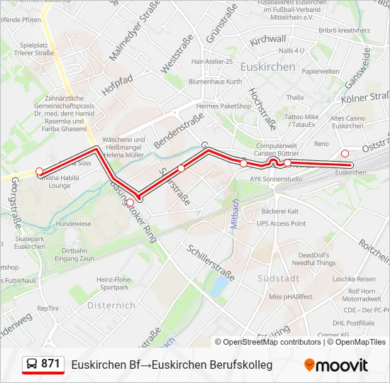 Buslinie 871 Karte