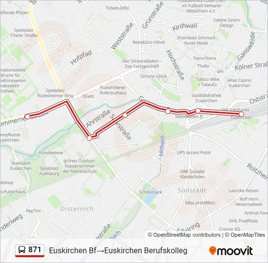 871 Bus Line Map