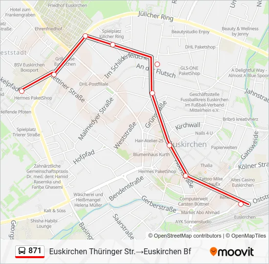 Автобус 871: карта маршрута