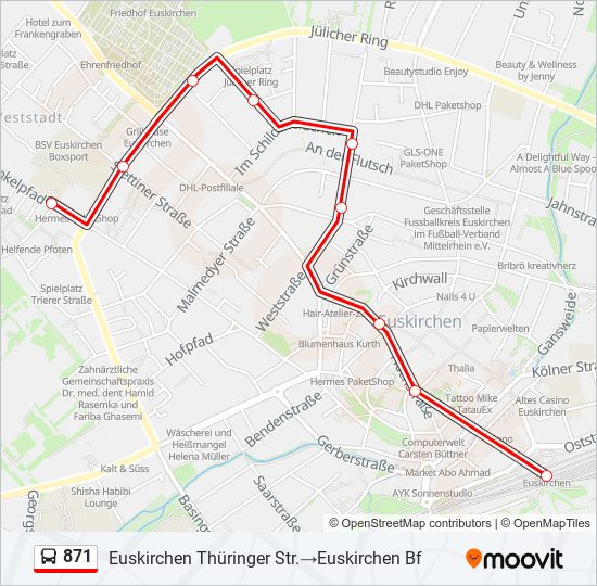 Buslinie 871 Karte