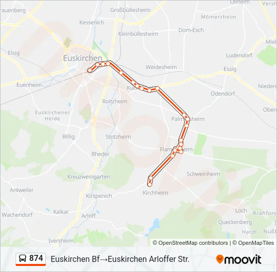 874 Bus Line Map