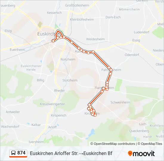 874 Bus Line Map