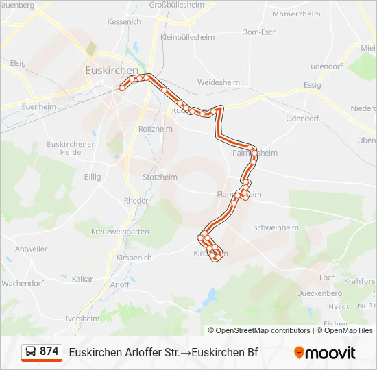 874 Bus Line Map