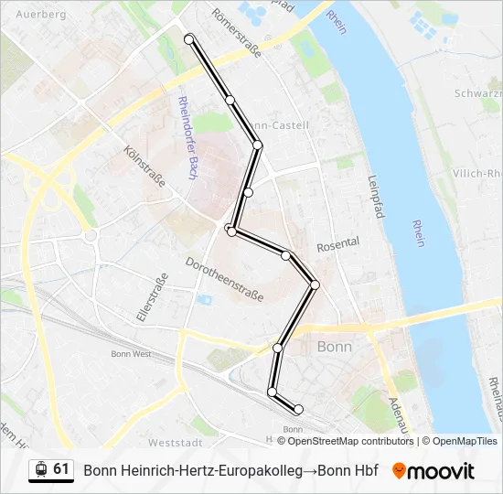 Трамвай 61: карта маршрута