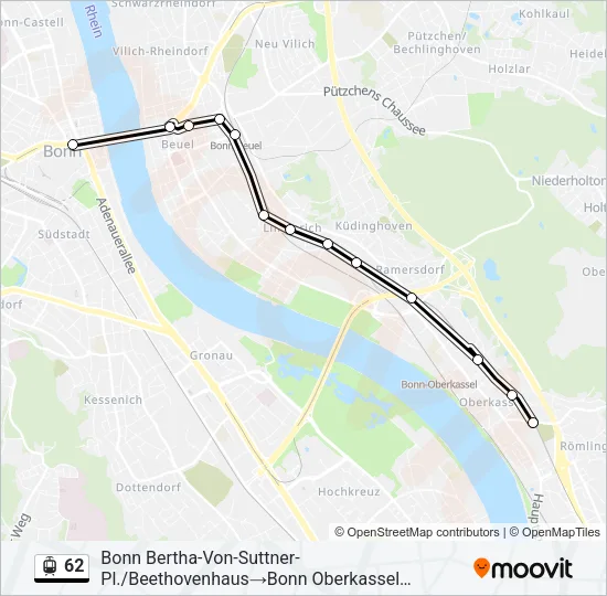 Straßenbahnlinie 62 Karte