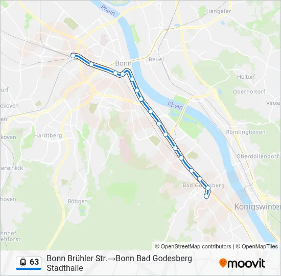 Straßenbahnlinie 63 Karte