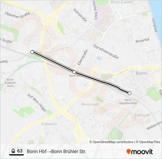 Трамвай 63: карта маршрута