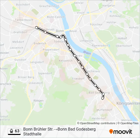 Трамвай 63: карта маршрута