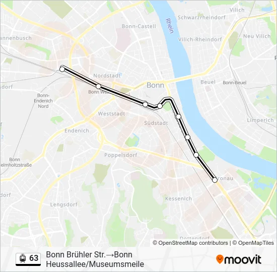 Трамвай 63: карта маршрута