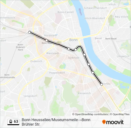 Трамвай 63: карта маршрута