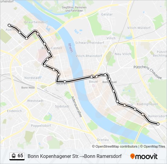 Straßenbahnlinie 65 Karte