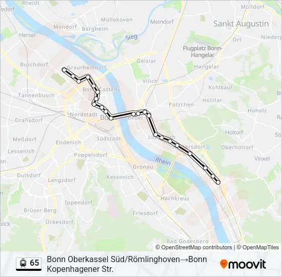 Straßenbahnlinie 65 Karte