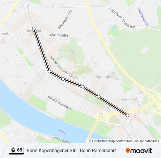 Маршрут 65: расписание, карты и остановки - Bonn Ramersdorf‎→Bonn Beuel ...