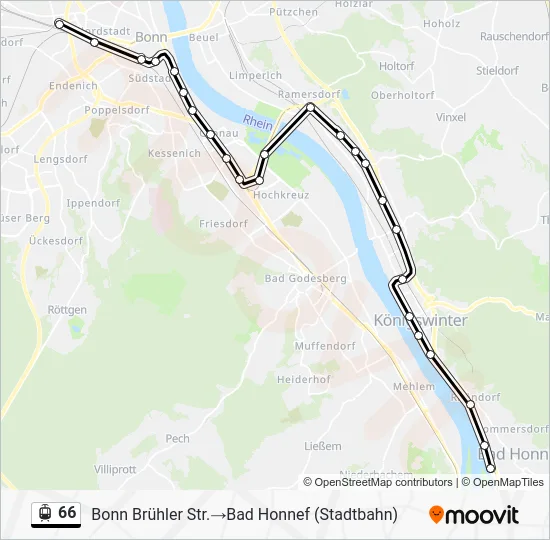 Трамвай 66: карта маршрута