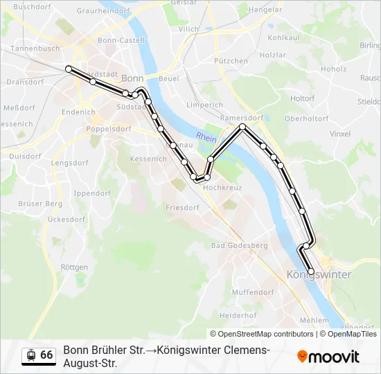 Трамвай 66: карта маршрута