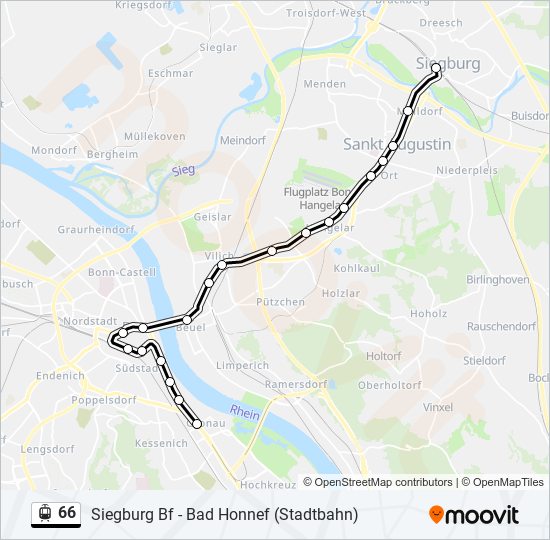 Straßenbahnlinie 66 Karte