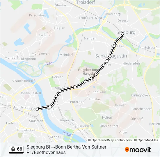 Straßenbahnlinie 66 Karte