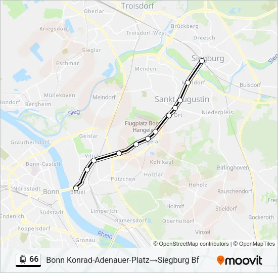 Straßenbahnlinie 66 Karte