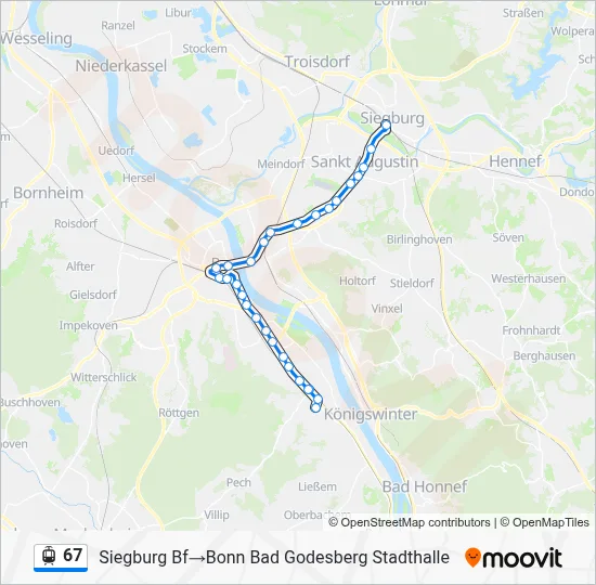 Straßenbahnlinie 67 Karte