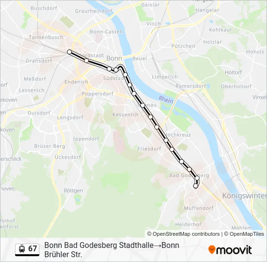 Трамвай 67: карта маршрута