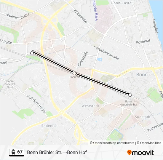 Трамвай 67: карта маршрута