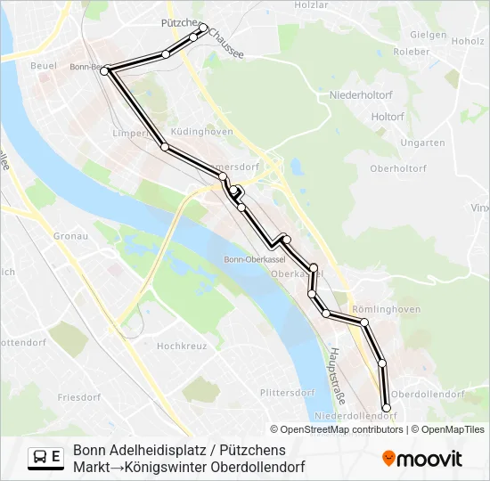 Автобус E: карта маршрута