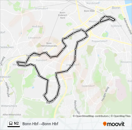 N2 Bus Line Map