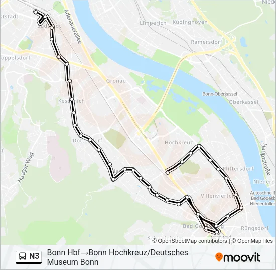 N3 Bus Line Map