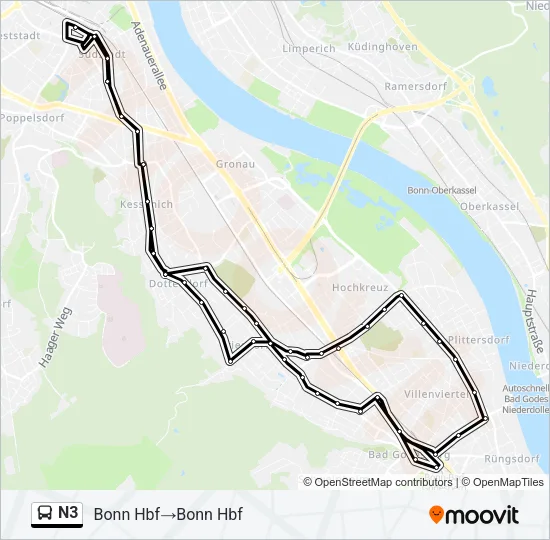 N3 Bus Line Map