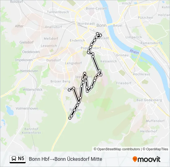 N5 Bus Line Map