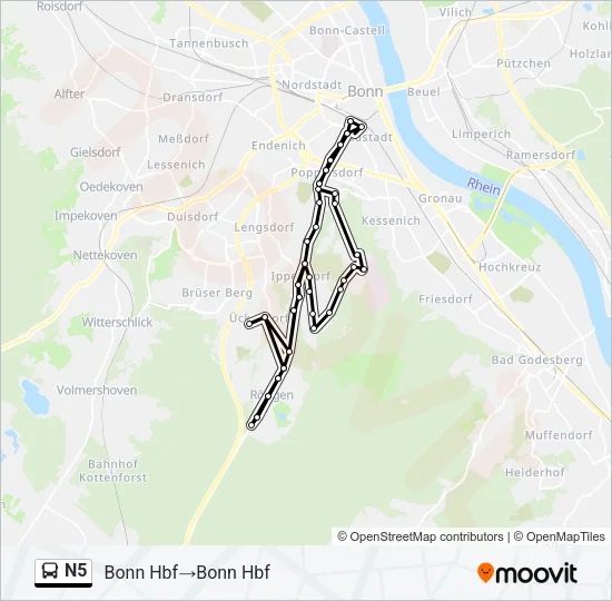 N5 Bus Line Map