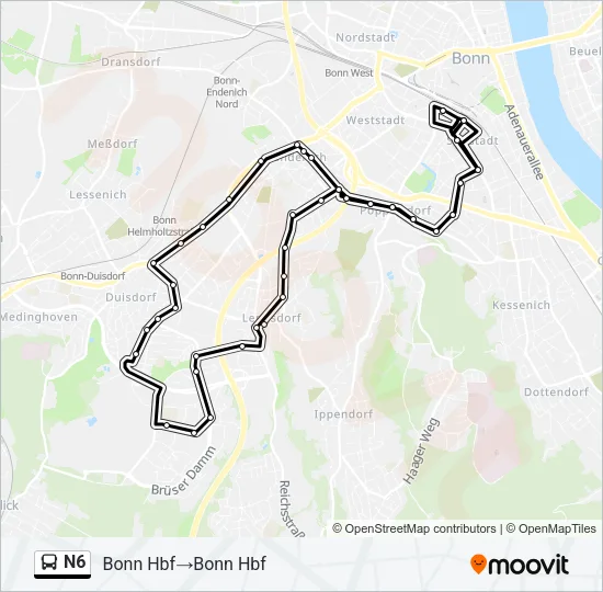 N6 Bus Line Map